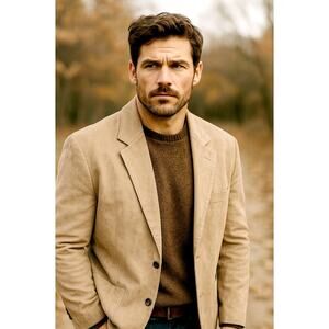 Huckberry Vintage Mens 42R Luxury Suede Blazer Jacket 2 Button Sport Coat Beige